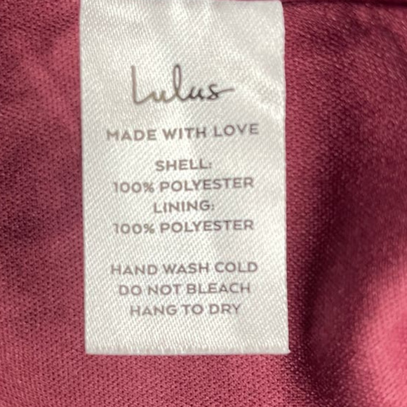 LULU'S SZ S Blissfully Burgundy Jacquard Short Sleeve Belted Wrap Midi Dress B44 - Picture 6 of 10